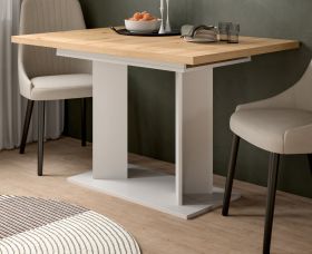 Esstisch Anton in Artisan Eiche und wei� K�chentisch ausziehbar 120 - 160 x 80 cm