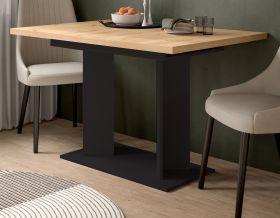 Esstisch Anton in Artisan Eiche und schwarz K�chentisch ausziehbar 120 - 160 x 80 cm