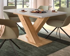 Esstisch Home-X in kaschmir und Artisan Eiche Tisch ausziehbar 150 - 190 cm