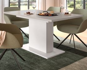 Esstisch Home-X in kaschmir und wei� S�ulentisch ausziehbar 150 - 190 cm