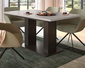 Esstisch Home-X in kaschmir und grau S�ulentisch ausziehbar 150 - 190 cm