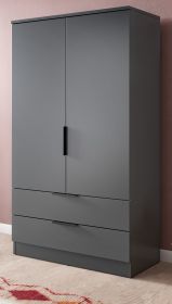 Kleiderschrank Swan in grau W�scheschrank 2-t�rig 80 x 140 cm