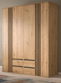 Kleiderschrank Bj�rke in Artisan Eiche und grau Dreht�renschrank 4-t�rig 160 x 192 cm