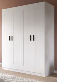 Kleiderschrank Jondal in wei� Dreht�renschrank 4-t�rig skandinavisch 160 x 194 cm