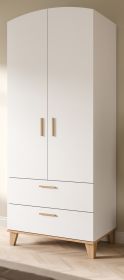 Kleiderschrank Aurora in wei� und Artisan Eiche Dreht�renschrank skandinavisch 81 x 198 cm