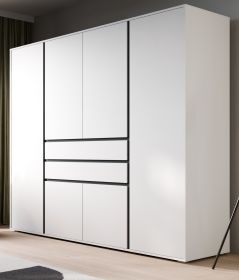 Kleiderschrank Forssa in wei� und grau Dreht�renschrank 197 x 194 cm