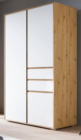 Kleiderschrank Forssa in wei� und Artisan Eiche Dreht�renschrank 100 x 194 cm