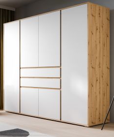 Kleiderschrank Forssa in wei� und Artisan Eiche Dreht�renschrank 197 x 194 cm