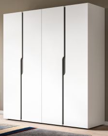 Kleiderschrank Orla in wei� und grau Dreht�renschrank 4-t�rig 162 x 176 cm