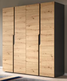 Kleiderschrank Orla in Artisan Eiche und grau Dreht�renschrank 4-t�rig 162 x 176 cm