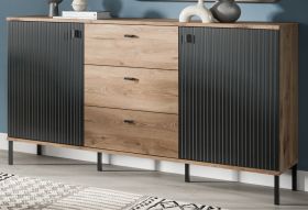 Sideboard Graz in schwarz und Nox Eiche Kommode 154 x 90 cm