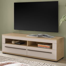TV-Lowboard Design-D in Kaschmir und Cremona Eiche TV Unterteil 140 cm, mit Soft-Close