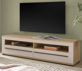 TV-Lowboard Design-D in Kaschmir und Cremona Eiche TV Unterteil 180 cm, mit Soft-Close