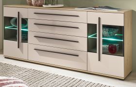 Sideboard Design-D in Kaschmir und Cremona Eiche Kommode 200 cm, mit Soft-Close