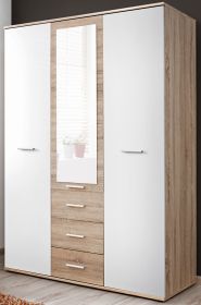 Kleiderschrank Superior in wei� und Sonoma Eiche Kinder-/Jugendzimmer Dreht�renschrank 3-t�rig 135 x 190 cm