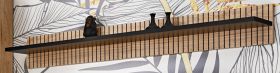 Wandboard Lines in Hickory Eiche und schwarz Wandregal mit Streifenoptik 160 cm