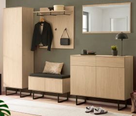 Garderobe Set 6-teilig Breda in Stone Eiche Garderobenkombination 283 x 200 cm
