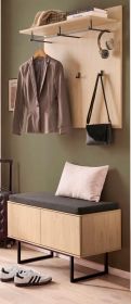 Garderobe Set 3-teilig Breda in Stone Eiche Garderobenkombination 90 x 200 cm