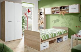 Kinderzimmer / Jugendzimmer Superior in wei� und Sonoma Eiche Komplett Set 4-teilig