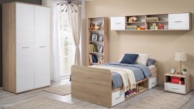 Kinderzimmer / Jugendzimmer Superior in wei� und Sonoma Eiche Komplett Set 5-teilig