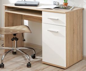 Schreibtisch Superior in wei� und Sonoma Eiche Laptoptisch f�r Kinderzimmer / Jugendzimmer, 104 x 76 cm