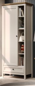 Garderobenschrank Cozy in Kaschmir und Stein Eiche Landhaus Garderobe 80 x 200 cm, Soft-Close