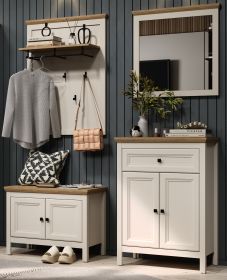 Garderobe Set 4-teilig Cozy in Kaschmir und Stein Eiche Landhaus Garderobenkombination 161 cm, Soft-Close