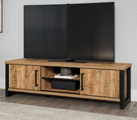 TV-Lowboard Loom in Mango und schwarz TV Unterteil 166 cm