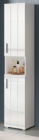 Badezimmer Hochschrank Bianco in wei� Hochglanz Badschrank 37 x 192 cm