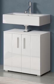 Waschbeckenunterschrank Bianco in wei� Hochglanz Badezimmer Unterschrank 37 x 192 cm