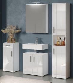 Badm�bel Set 4-teilig Bianco in wei� Hochglanz Badkombination 164 x 192 cm