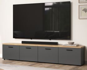 TV-Lowboard Groove in grau und Evoke Eiche TV Unterteil 240 cm