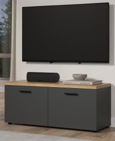 TV-Lowboard Groove in grau und Evoke Eiche TV Unterteil 120 cm