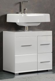 Badezimmer Waschbeckenunterschrank Adamo in wei� Hochglanz Badschrank 60 x 56 cm