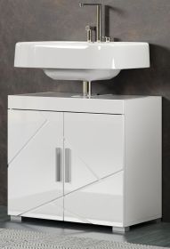 Badezimmer Waschbeckenunterschrank Adamo in wei� Hochglanz Badschrank 2-t�rig 60 x 56 cm