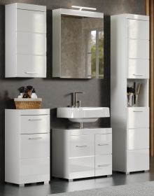 Badezimmer Badm�bel Set Adamo in wei� Hochglanz Badkombination 5-teilig 163 x 190 cm