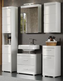 Badezimmer Badm�bel Set Adamo in wei� Hochglanz Badkombination 5-teilig 163 x 190 cm