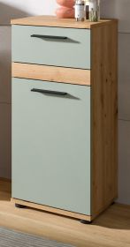 Badezimmer Kommode Bailey in Salbei und Artisan Eiche Badschrank 35 x 79 cm