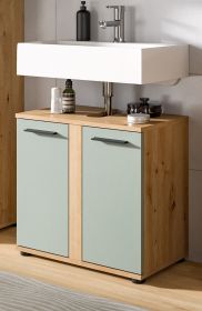 Waschbeckenunterschrank Bailey in Salbei und Artisan Eiche Badezimmer Unterschrank 60 cm