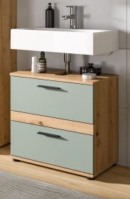 Waschbeckenunterschrank Bailey in Salbei und Artisan Eiche Badezimmer Unterschrank 60 cm