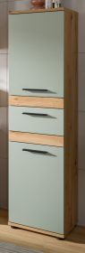 Badezimmer Midischrank Bailey in Salbei und Artisan Eiche Badschrank 35 x 137 cm