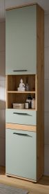 Badezimmer Hochschrank Bailey in Salbei und Artisan Eiche Badschrank 35 x 191 cm
