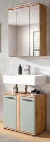 Badm�bel Set 2-teilig Bailey in Salbei und Artisan Eiche Badkombination 60 x 191 cm