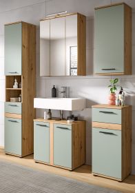 Badm�bel Set 6-teilig Bailey in Salbei und Artisan Eiche Badkombination inkl. LED 164 x 191 cm