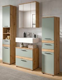 Badm�bel Set 4-teilig Bailey in Salbei und Artisan Eiche Badkombination 164 x 191 cm
