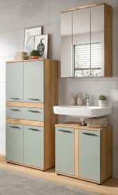 Badm�bel Set 3-teilig Bailey in Salbei und Artisan Eiche Badkombination 147 x 191 cm
