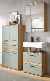 Badm�bel Set 3-teilig Bailey in Salbei und Artisan Eiche Badkombination 147 x 191 cm