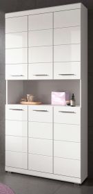Badezimmer Hochschrank Shawn in weiß Hochglanz Badschrank 90 x 191 cm Badezimmer Hochschrank Shawn in weiß Hochglanz Badschrank 90 x 191 cm