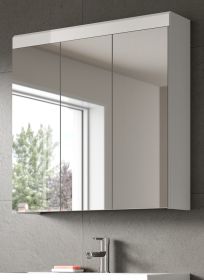 Badezimmer Spiegelschrank Shawn in wei� Hochglanz Badschrank 3-t�rig 80 x 79 cm
