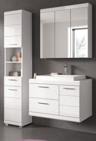 Badm�bel Set 4-teilig Shawn in wei� Hochglanz Badkombination mit Waschbecken 132 x 191 cm